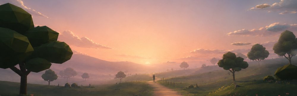 Wide key art of a walker at sunset