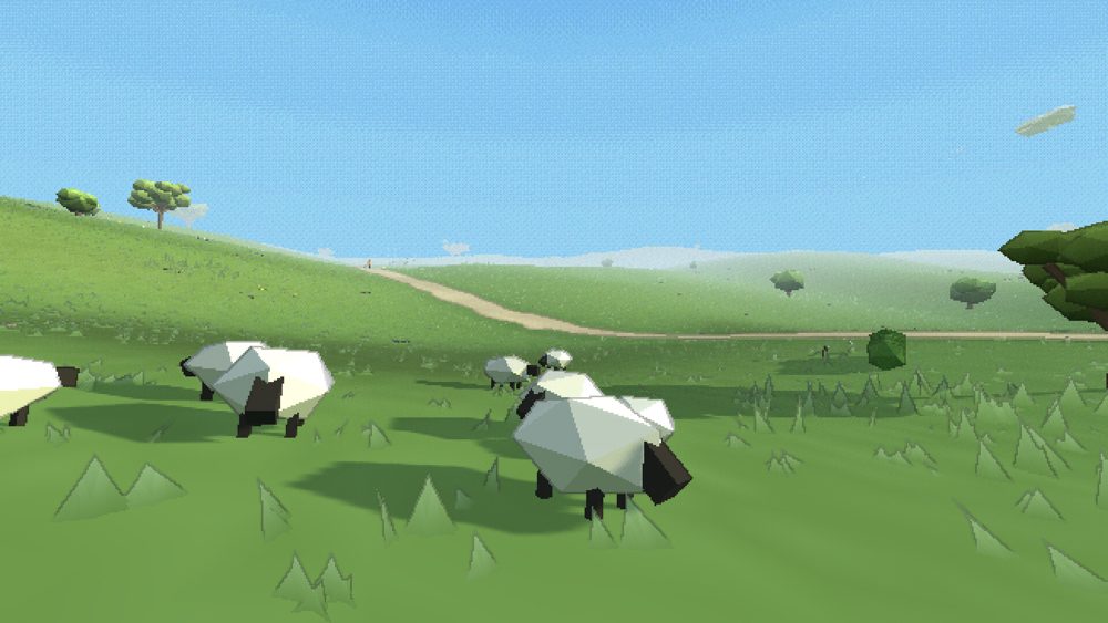 Sheep grazing on a sunny hillside
