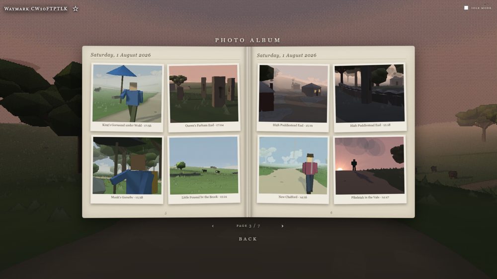 The in-game photo album with eight photos